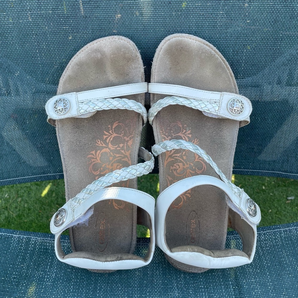Aetrex sandals white comfort shoes orthopedic shoes size 9 leather